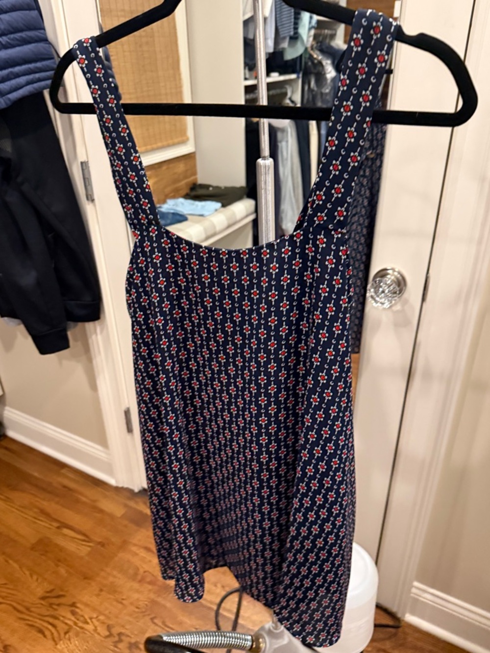 Show Me Your MuMu Navy Mini Dress with Red & White Floral Motif